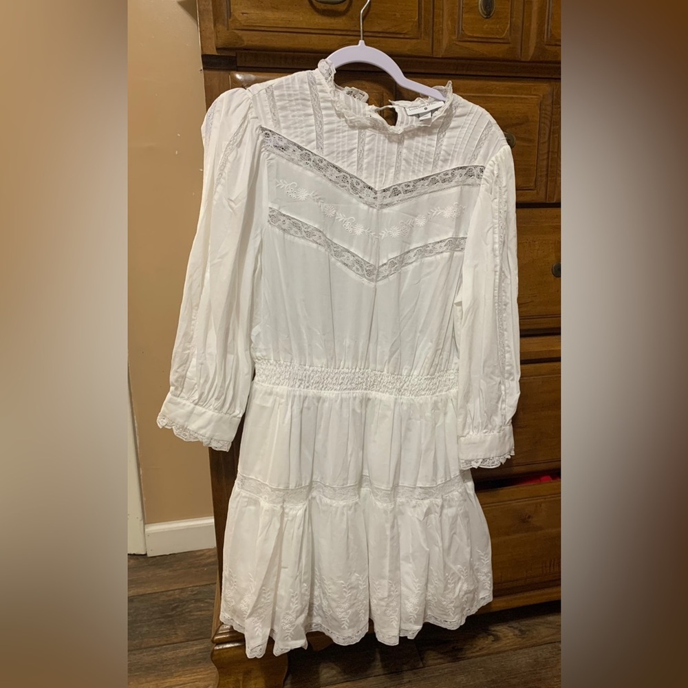 LoveShakeFancy x Target Tallulah Pintuck Yoke white long sleeve dress